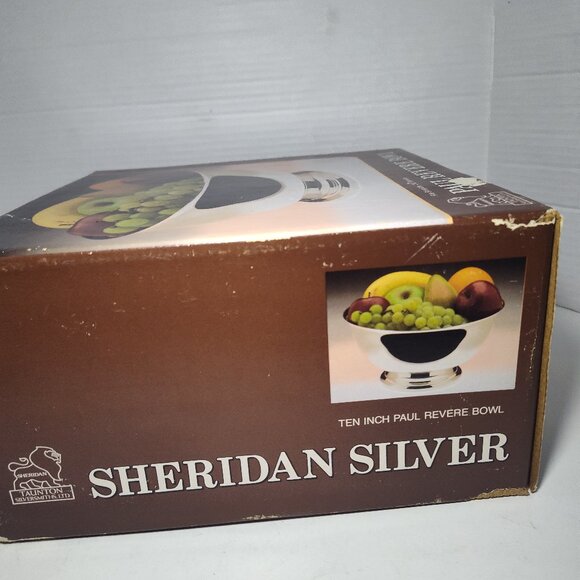 New Vintage 1980’s SHERIDAN SILVER PAUL REVERE BOWL 10” in Box Silver Plated - Picture 5 of 8